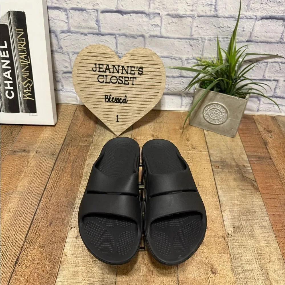 Oofos Ooahh Sandals Mens 12 Women’s 14 Black Slide Recovery Sport Slip On Shoes‎
